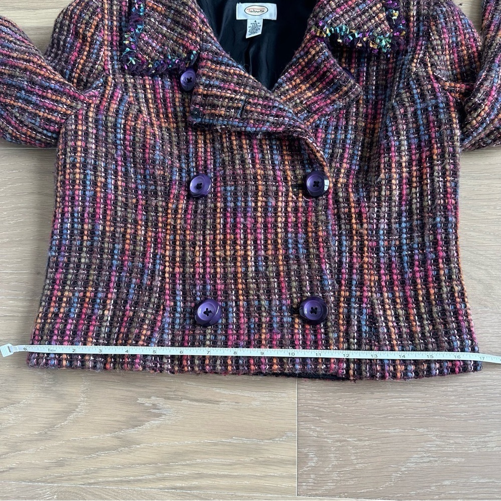 Talbots Tweed Jacket Rainbow Colorful Knit Blazer Fringe Funky Rodeo Witchy Pink - Picture 12 of 16